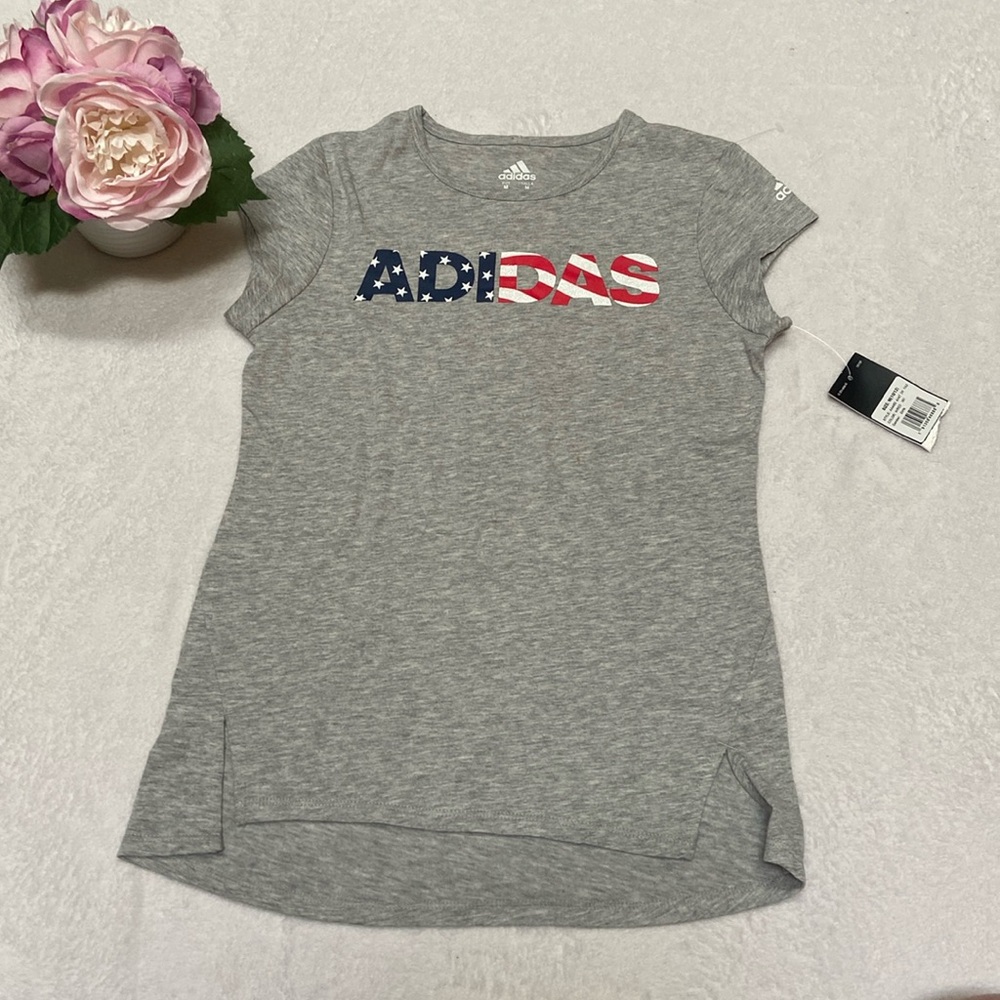 Girls ADIDAS Size M 10/12 Patriotic ADIDAS T-Shirt NWT